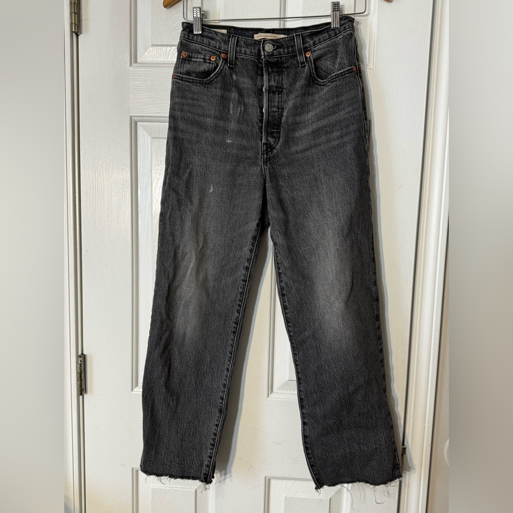 Levi's Ribcage Straight Ankle Jeans | Women's Size 26 | Black Wash 0522